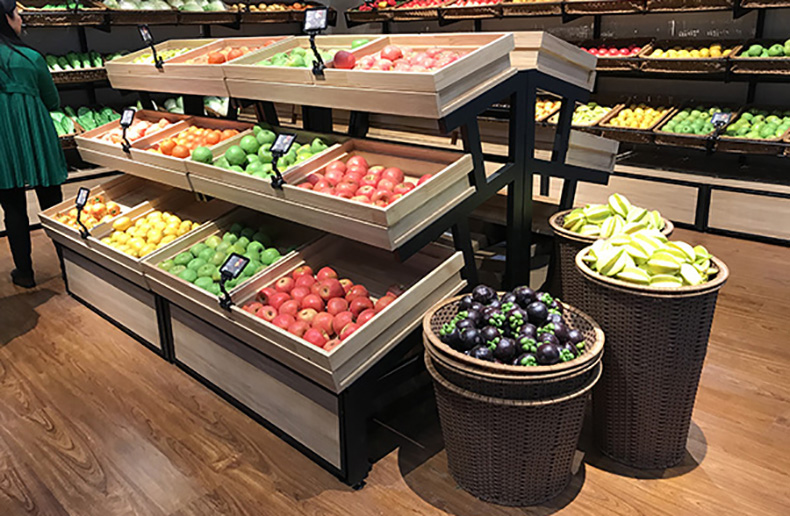根据货架的结构特点来选择市面上常见的超市水果货架可以分成以下